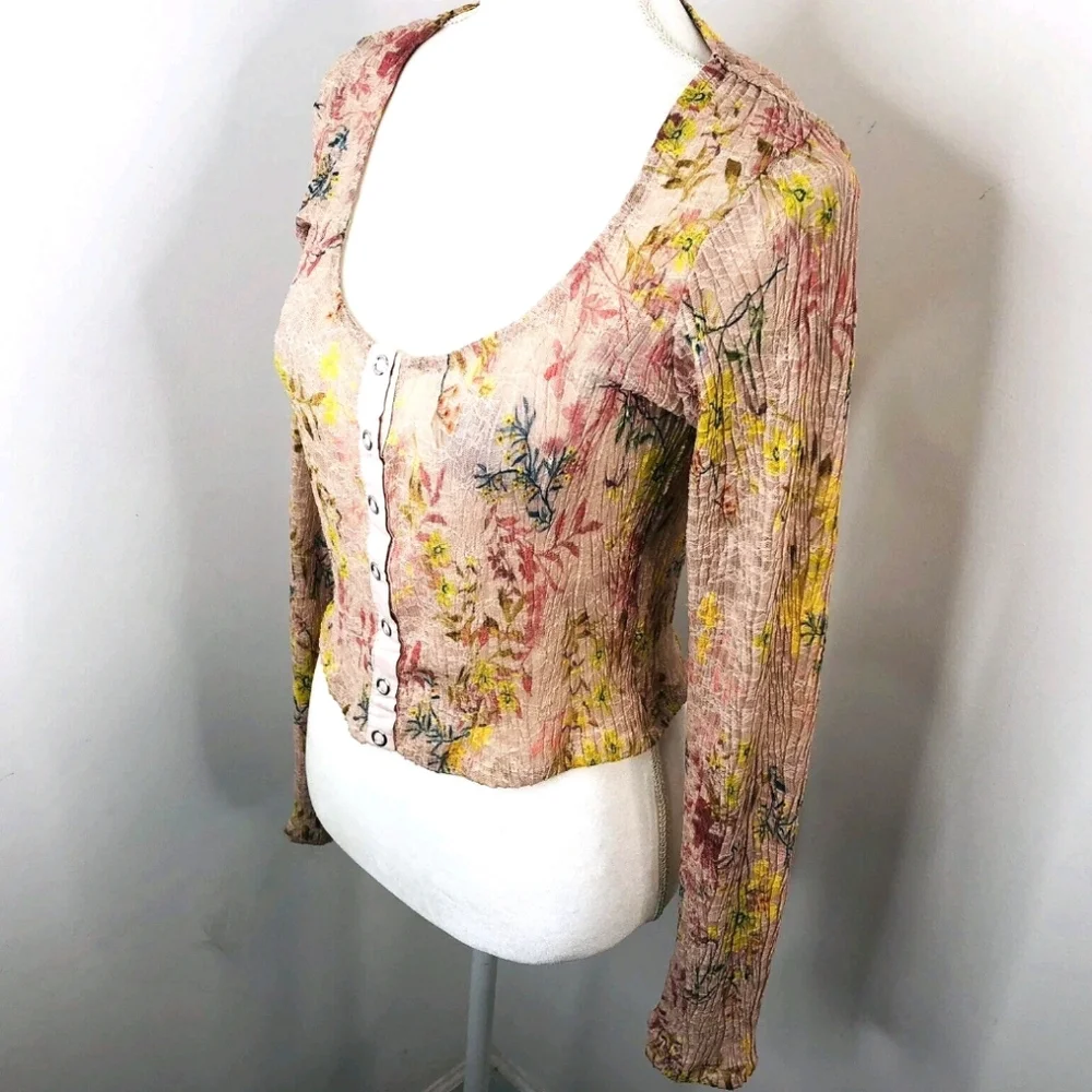FREE PEOPLE × REVOLVE Angelina Pink Floral Lace Top Blogger Favorite  Medium NWT